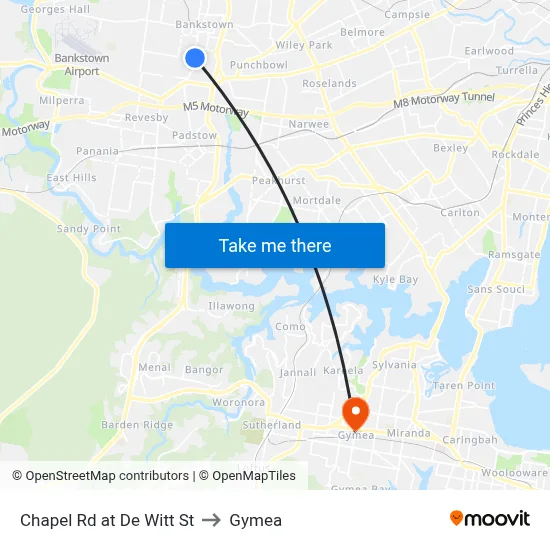 Chapel Rd at De Witt St to Gymea map