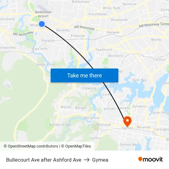 Bullecourt Ave after Ashford Ave to Gymea map
