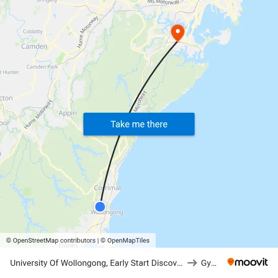 University Of Wollongong, Early Start Discovery Centre to Gymea map