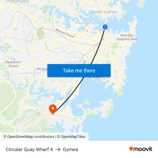 Circular Quay Wharf 4 to Gymea map