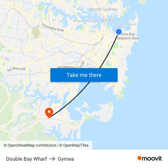 Double Bay Wharf to Gymea map