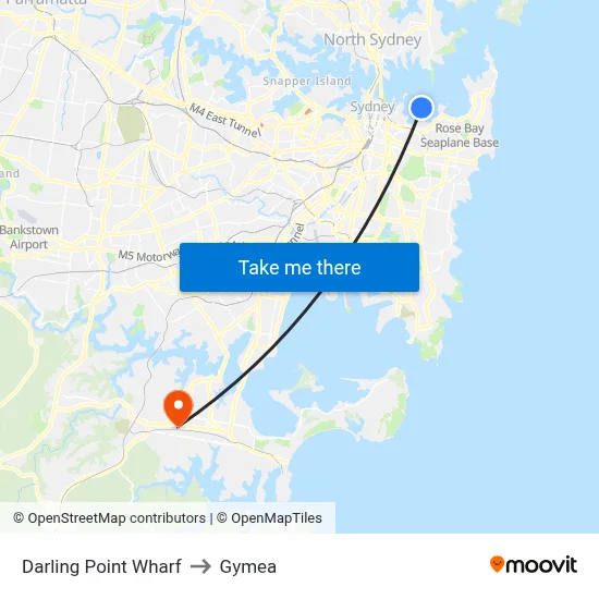 Darling Point Wharf to Gymea map