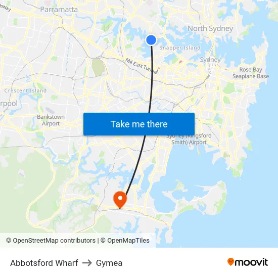 Abbotsford Wharf to Gymea map