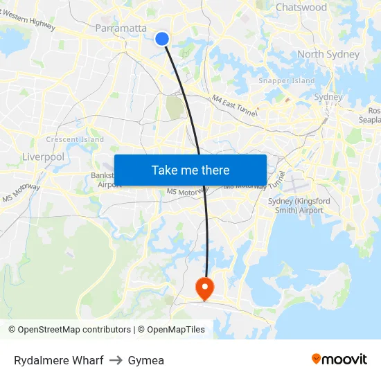 Rydalmere Wharf to Gymea map