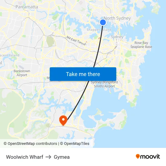 Woolwich Wharf to Gymea map