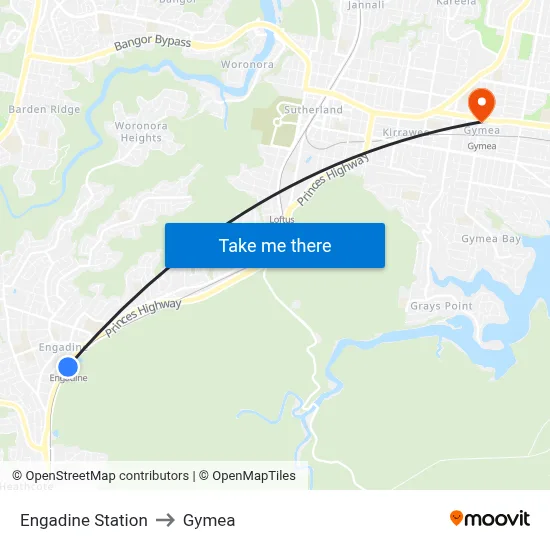 Engadine Station to Gymea map