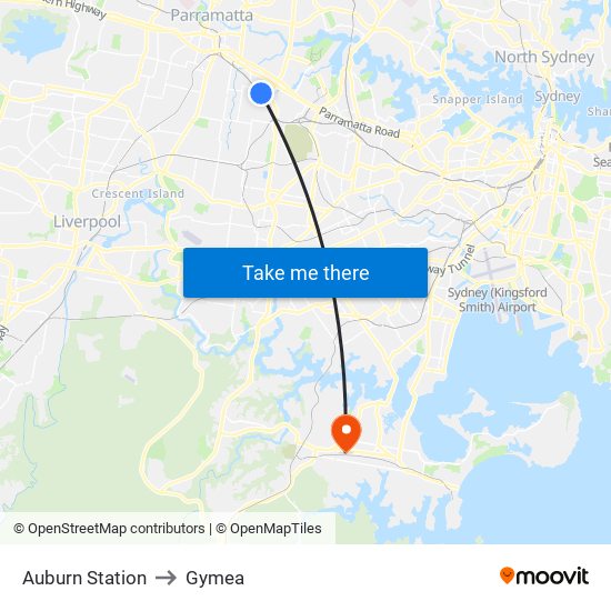 Auburn Station to Gymea map