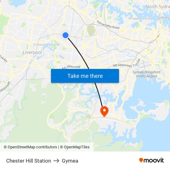 Chester Hill Station to Gymea map
