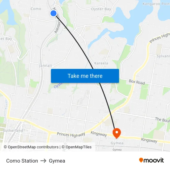 Como Station to Gymea map