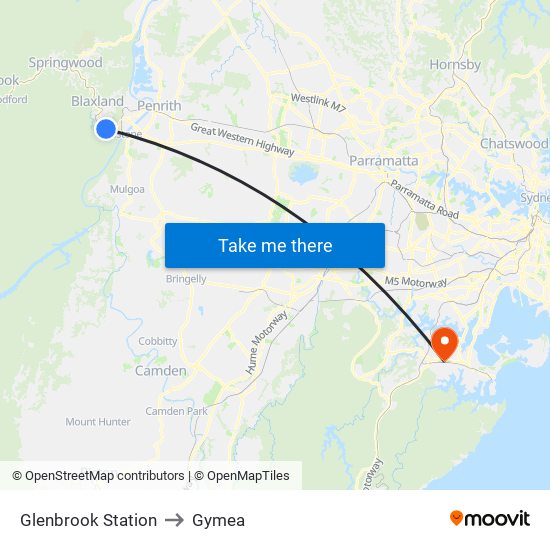 Glenbrook Station to Gymea map