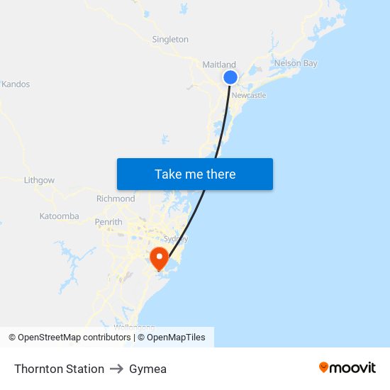 Thornton Station to Gymea map