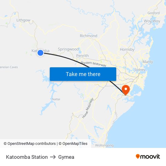 Katoomba Station to Gymea map