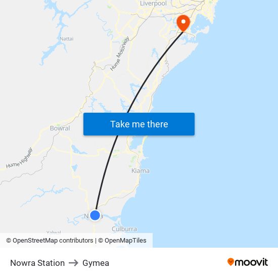 Bomaderry (Nowra) Station to Gymea map