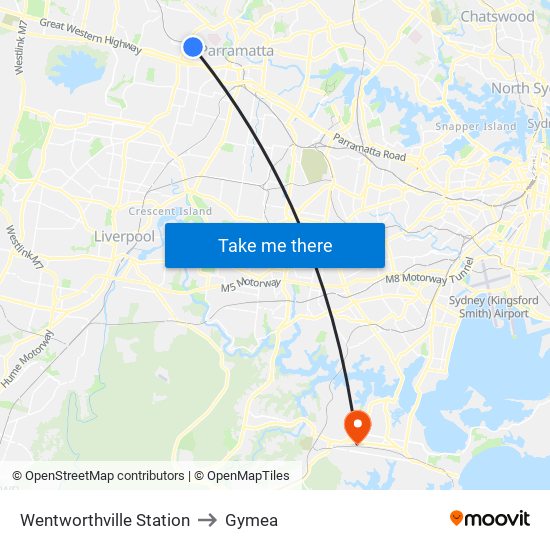 Wentworthville Station to Gymea map