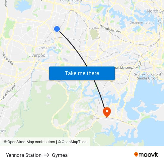 Yennora Station to Gymea map