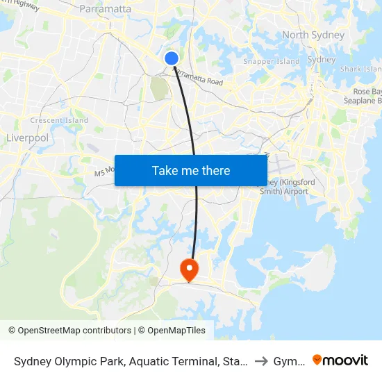 Sydney Olympic Park, Aquatic Terminal, Stand 1A to Gymea map