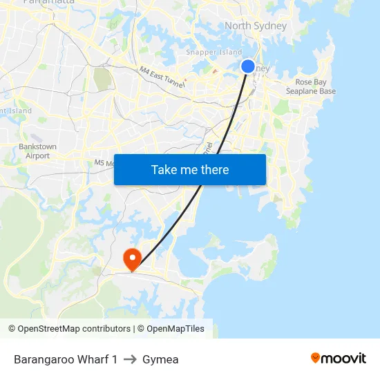 Barangaroo Wharf 1 to Gymea map