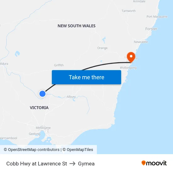 Cobb Hwy at Lawrence St to Gymea map