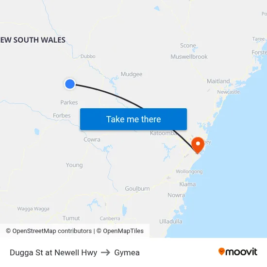 Dugga St at Newell Hwy to Gymea map