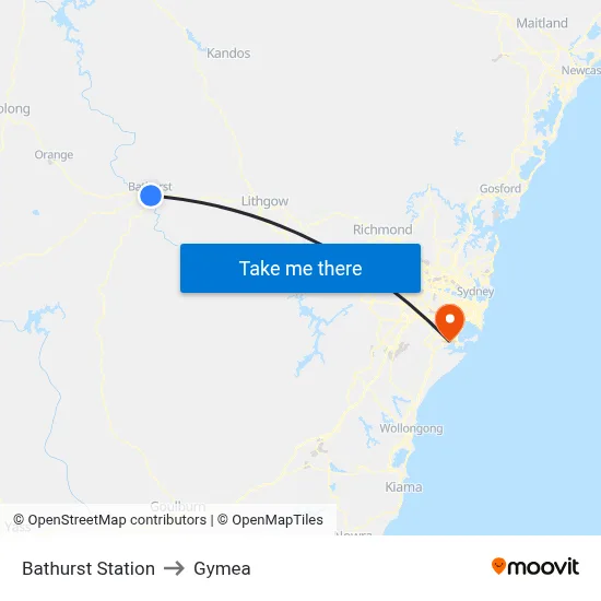 Bathurst Station to Gymea map