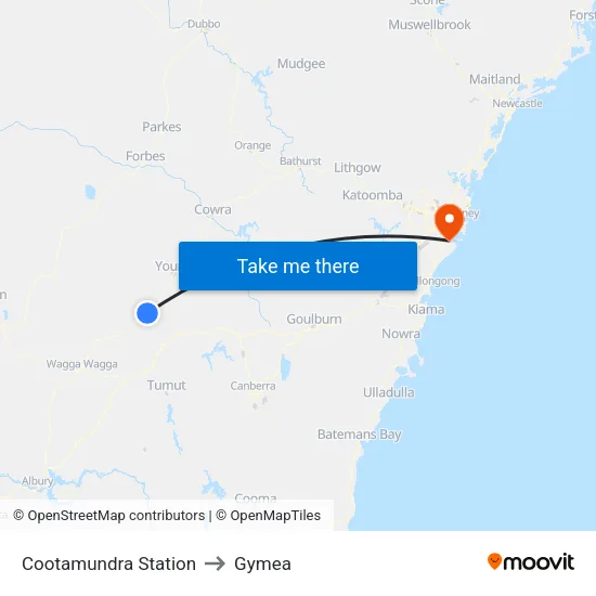 Cootamundra Station to Gymea map