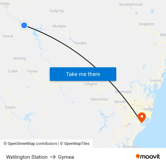 Wellington Station to Gymea map