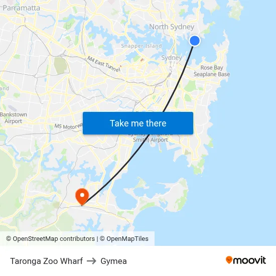 Taronga Zoo Wharf to Gymea map