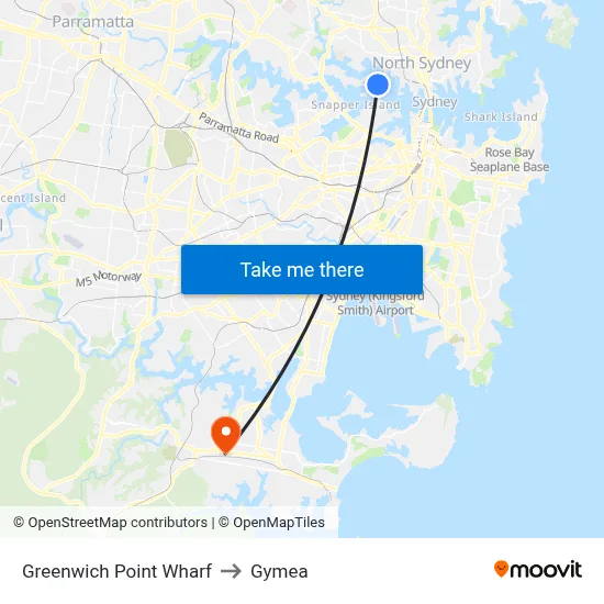Greenwich Point Wharf to Gymea map