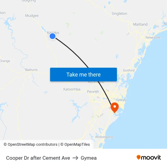 Cooper Dr after Cement Ave to Gymea map