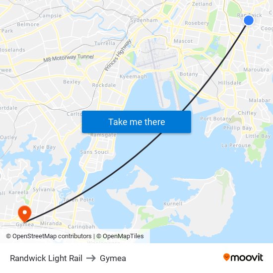 Randwick Light Rail to Gymea map