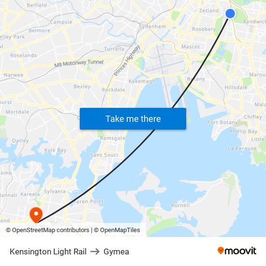 Kensington Light Rail to Gymea map