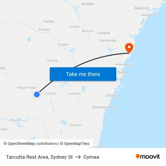Tarcutta Rest Area, Sydney St to Gymea map