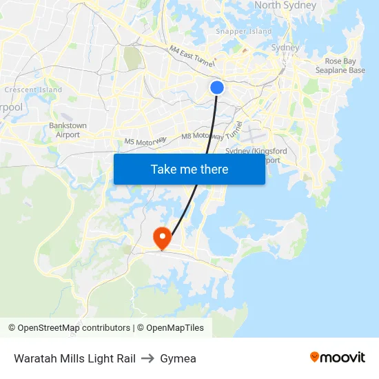Waratah Mills Light Rail to Gymea map