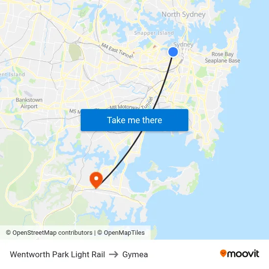 Wentworth Park Light Rail to Gymea map