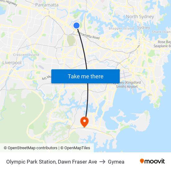 Olympic Park Station, Dawn Fraser Ave to Gymea map