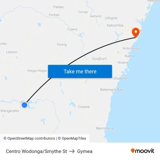 Centro Wodonga/Smythe St to Gymea map