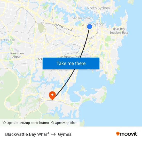 Blackwattle Bay Wharf to Gymea map