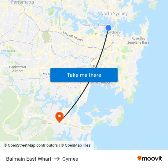 Balmain East Wharf to Gymea map