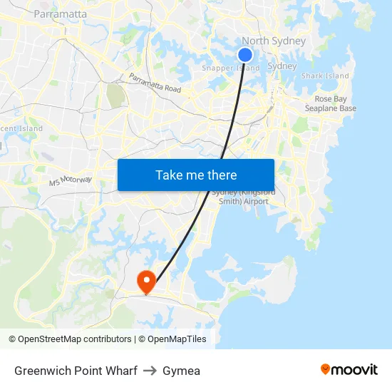Greenwich Point Wharf to Gymea map