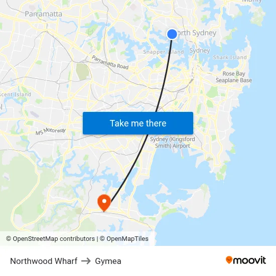 Northwood Wharf to Gymea map
