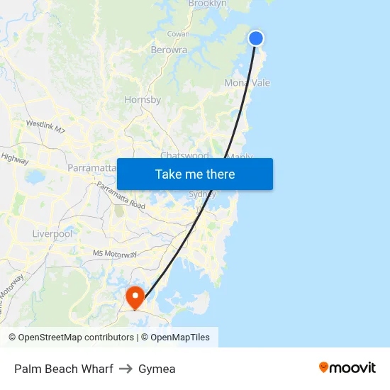 Palm Beach Wharf to Gymea map