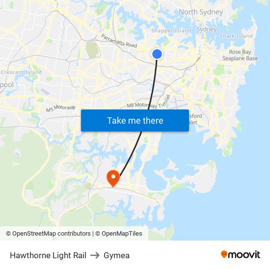 Hawthorne Light Rail to Gymea map