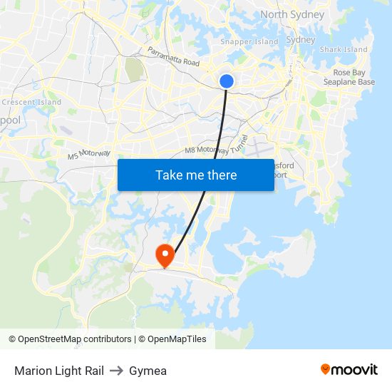 Marion Light Rail to Gymea map