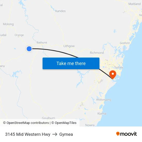 3145 Mid Western Hwy to Gymea map