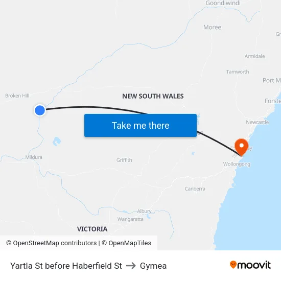 Yartla St before Haberfield St to Gymea map