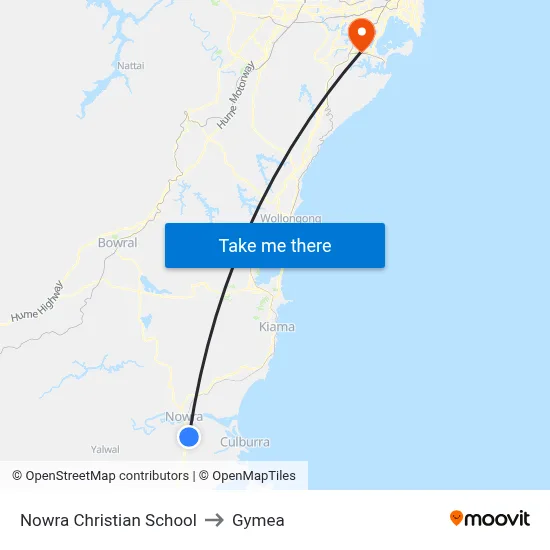 Nowra Christian School to Gymea map
