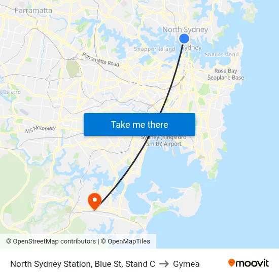 North Sydney Station, Blue St, Stand C to Gymea map