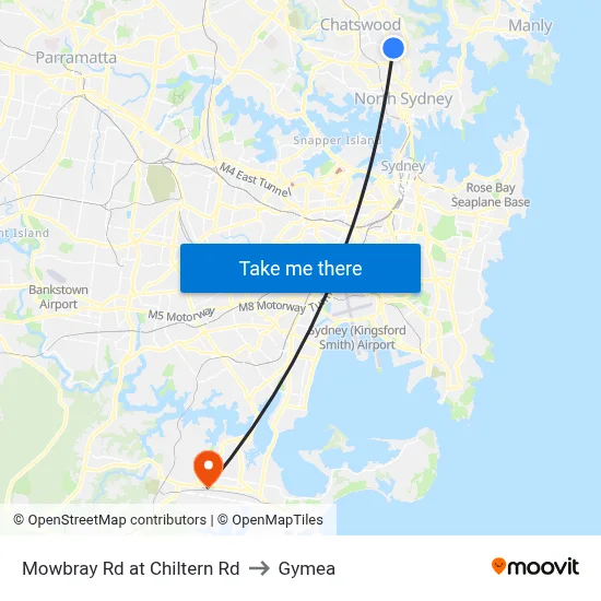 Mowbray Rd at Chiltern Rd to Gymea map