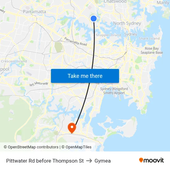Pittwater Rd before Thompson St to Gymea map