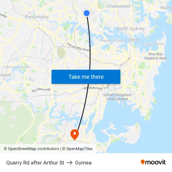 Quarry Rd after Arthur St to Gymea map